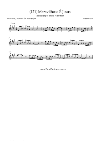Harpa Cristã (121) Maravilhoso É Jesus score for Tenor Saxophone Soprano (Bb)