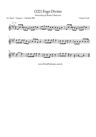 Harpa Cristã (122) Fogo Divino score for Tenor Saxophone Soprano (Bb)