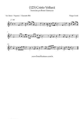Harpa Cristã (123) Cristo Voltará score for Tenor Saxophone Soprano (Bb)