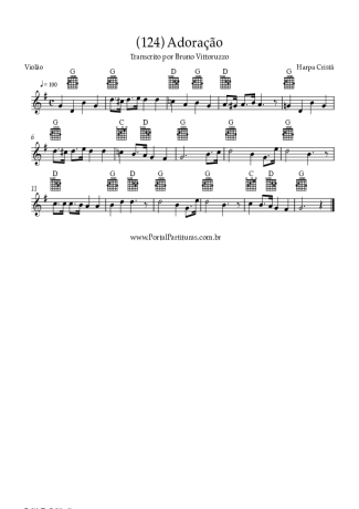 Harpa Cristã (124) Adoração score for Acoustic Guitar