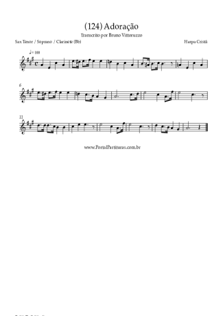 Harpa Cristã (124) Adoração score for Tenor Saxophone Soprano (Bb)