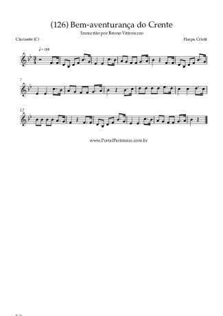 Harpa Cristã (126) Bem Aventurança Do Crente score for Clarinet (C)