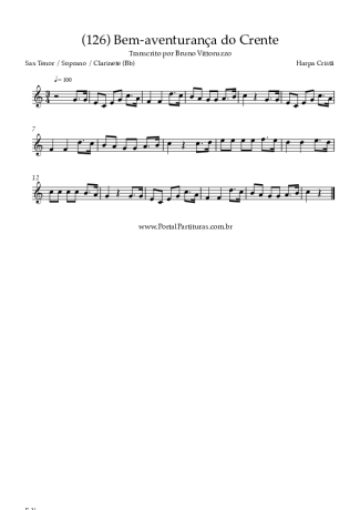Harpa Cristã (126) Bem Aventurança Do Crente score for Tenor Saxophone Soprano (Bb)