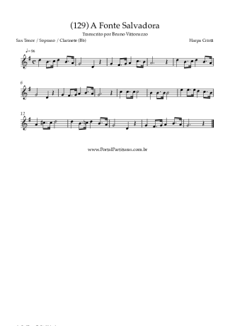 Harpa Cristã (129) A Fonte Salvadora score for Clarinet (Bb)