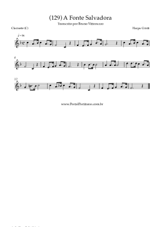 Harpa Cristã (129) A Fonte Salvadora score for Clarinet (C)