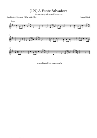 Harpa Cristã (129) A Fonte Salvadora score for Tenor Saxophone Soprano (Bb)