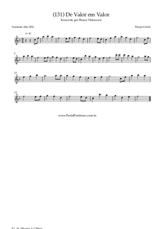 Harpa Cristã (131) De Valor Em Valor score for Alto Saxophone