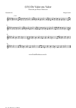 Harpa Cristã (131) De Valor Em Valor score for Clarinet (C)