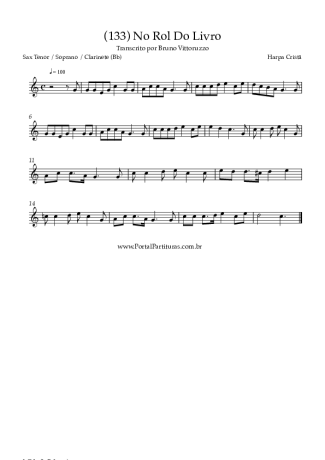 Harpa Cristã (133) No Rol Do Livro score for Tenor Saxophone Soprano (Bb)