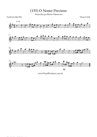Harpa Cristã (135) O Nome Precioso score for Alto Saxophone