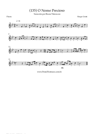 Harpa Cristã (135) O Nome Precioso score for Flute