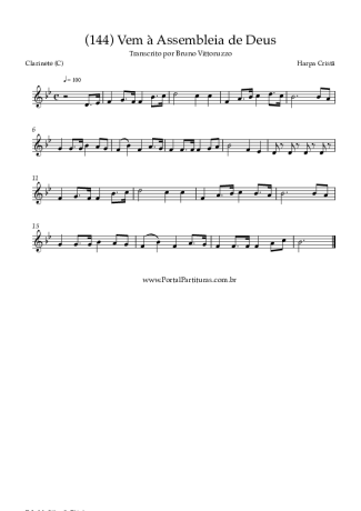 Harpa Cristã (144) Vem à Assembleia De Deus score for Clarinet (C)