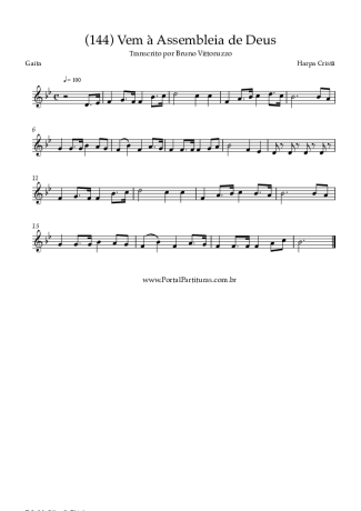 Harpa Cristã (144) Vem à Assembleia De Deus score for Harmonica