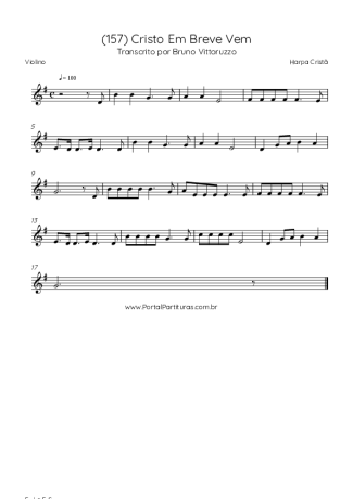 Harpa Cristã (157) Cristo Em Breve Vem score for Violin