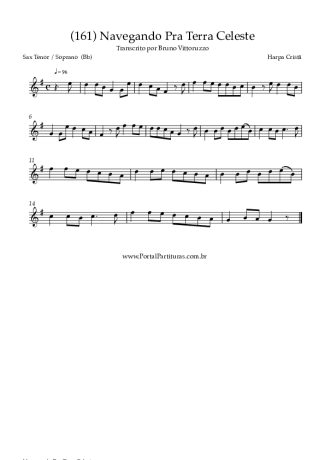 Harpa Cristã (161) Navegando Pra Terra Celeste score for Tenor Saxophone Soprano (Bb)