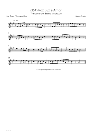 Harpa Cristã (164) Paz Luz E Amor score for Tenor Saxophone Soprano (Bb)