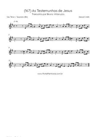 Harpa Cristã (167) As Testemunhas De Jesus score for Tenor Saxophone Soprano (Bb)