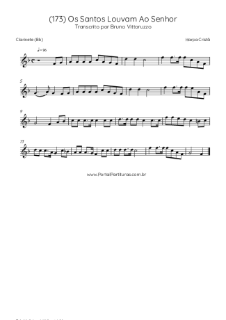 Harpa Cristã (173) Os Santos Louvam Ao Senhor score for Clarinet (Bb)
