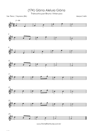 Harpa Cristã (174) Glória Aleluia Glória score for Tenor Saxophone Soprano (Bb)