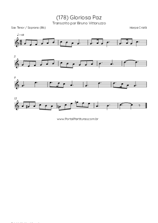 Harpa Cristã (178) Gloriosa Paz score for Tenor Saxophone Soprano (Bb)