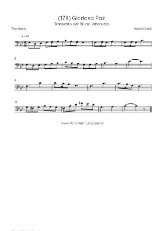 Harpa Cristã (178) Gloriosa Paz score for Trombone