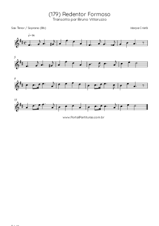 Harpa Cristã (179) Redentor Formoso score for Tenor Saxophone Soprano (Bb)