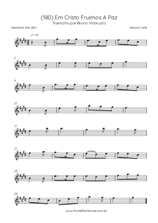 Harpa Cristã (180) Em Cristo Fruimos A Paz score for Alto Saxophone