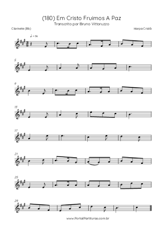 Harpa Cristã (180) Em Cristo Fruimos A Paz score for Clarinet (Bb)