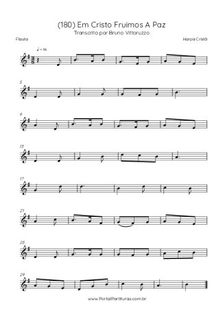 Harpa Cristã (180) Em Cristo Fruimos A Paz score for Flute