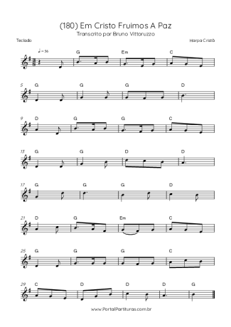 Harpa Cristã (180) Em Cristo Fruimos A Paz score for Keyboard