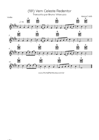 Harpa Cristã (181) Vem Celeste Redentor score for Acoustic Guitar