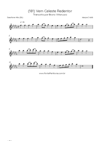Harpa Cristã (181) Vem Celeste Redentor score for Alto Saxophone