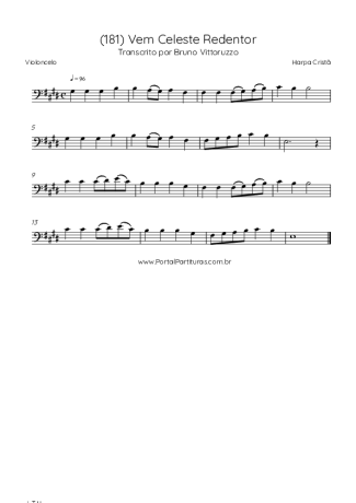 Harpa Cristã (181) Vem Celeste Redentor score for Cello