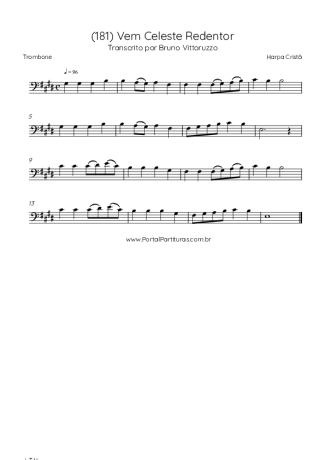 Harpa Cristã (181) Vem Celeste Redentor score for Trombone