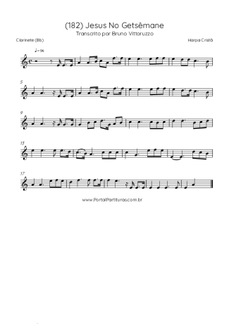 Harpa Cristã (182) Jesus No Getsêmane score for Clarinet (Bb)