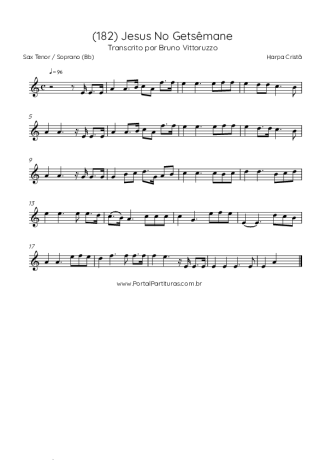 Harpa Cristã (182) Jesus No Getsêmane score for Tenor Saxophone Soprano (Bb)