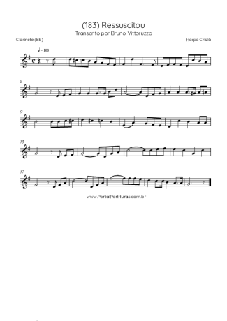 Harpa Cristã (183) Ressuscitou score for Clarinet (Bb)