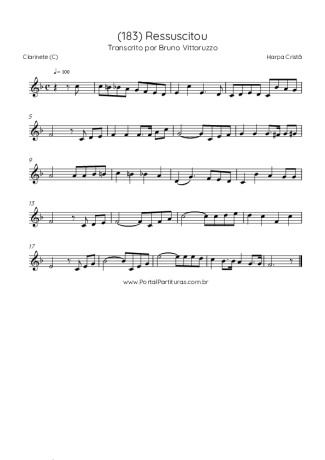 Harpa Cristã (183) Ressuscitou score for Clarinet (C)