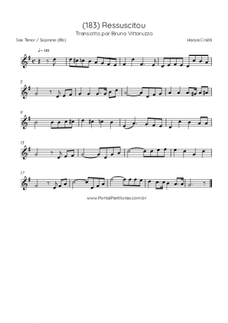 Harpa Cristã (183) Ressuscitou score for Tenor Saxophone Soprano (Bb)