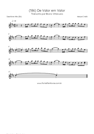 Harpa Cristã (186) De Valor Em Valor score for Alto Saxophone