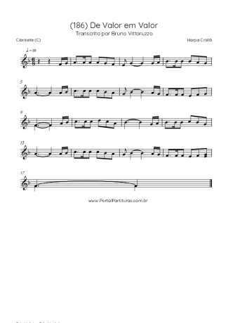 Harpa Cristã (186) De Valor Em Valor score for Clarinet (C)