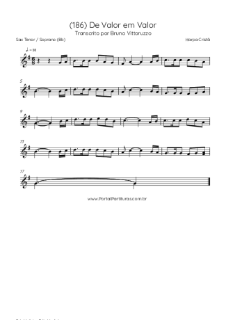 Harpa Cristã (186) De Valor Em Valor score for Tenor Saxophone Soprano (Bb)