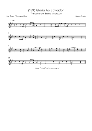 Harpa Cristã (189) Glória Ao Salvador score for Tenor Saxophone Soprano (Bb)