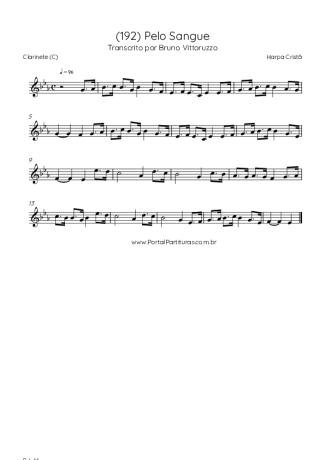 Harpa Cristã (192) Pelo Sangue score for Clarinet (C)