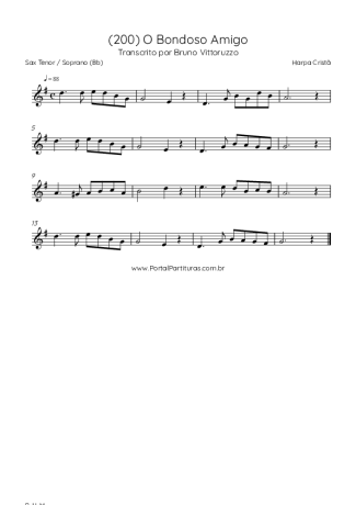 Harpa Cristã (200) O Bondoso Amigo score for Tenor Saxophone Soprano (Bb)