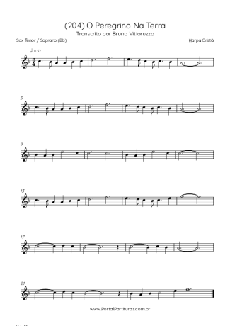Harpa Cristã (204) O Peregrino Na Terra score for Tenor Saxophone Soprano (Bb)