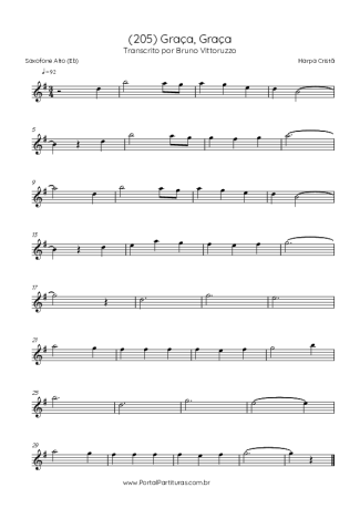 Harpa Cristã (205) Graça Graça score for Alto Saxophone