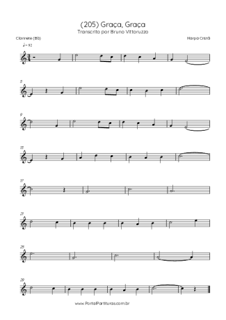 Harpa Cristã (205) Graça Graça score for Clarinet (Bb)