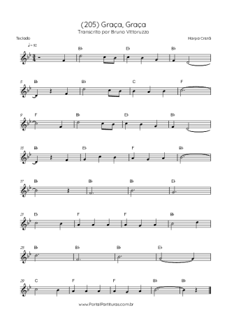 Harpa Cristã (205) Graça Graça score for Keyboard