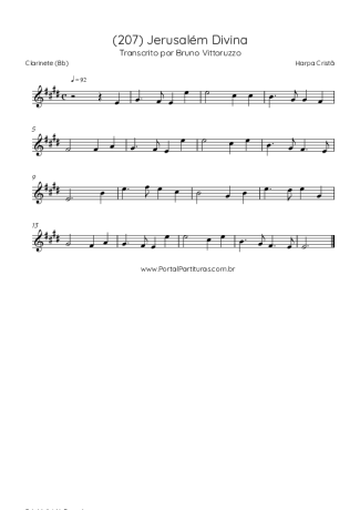 Harpa Cristã (207) Jerusalém Divina score for Clarinet (Bb)